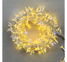 Гирлянда Нить с Колпачком 10м Тепло-Белая с Мерцанием Белого Диода, 300 LED, Провод Каучук, IP65 LTC PST300BLWCAP-18-2WW