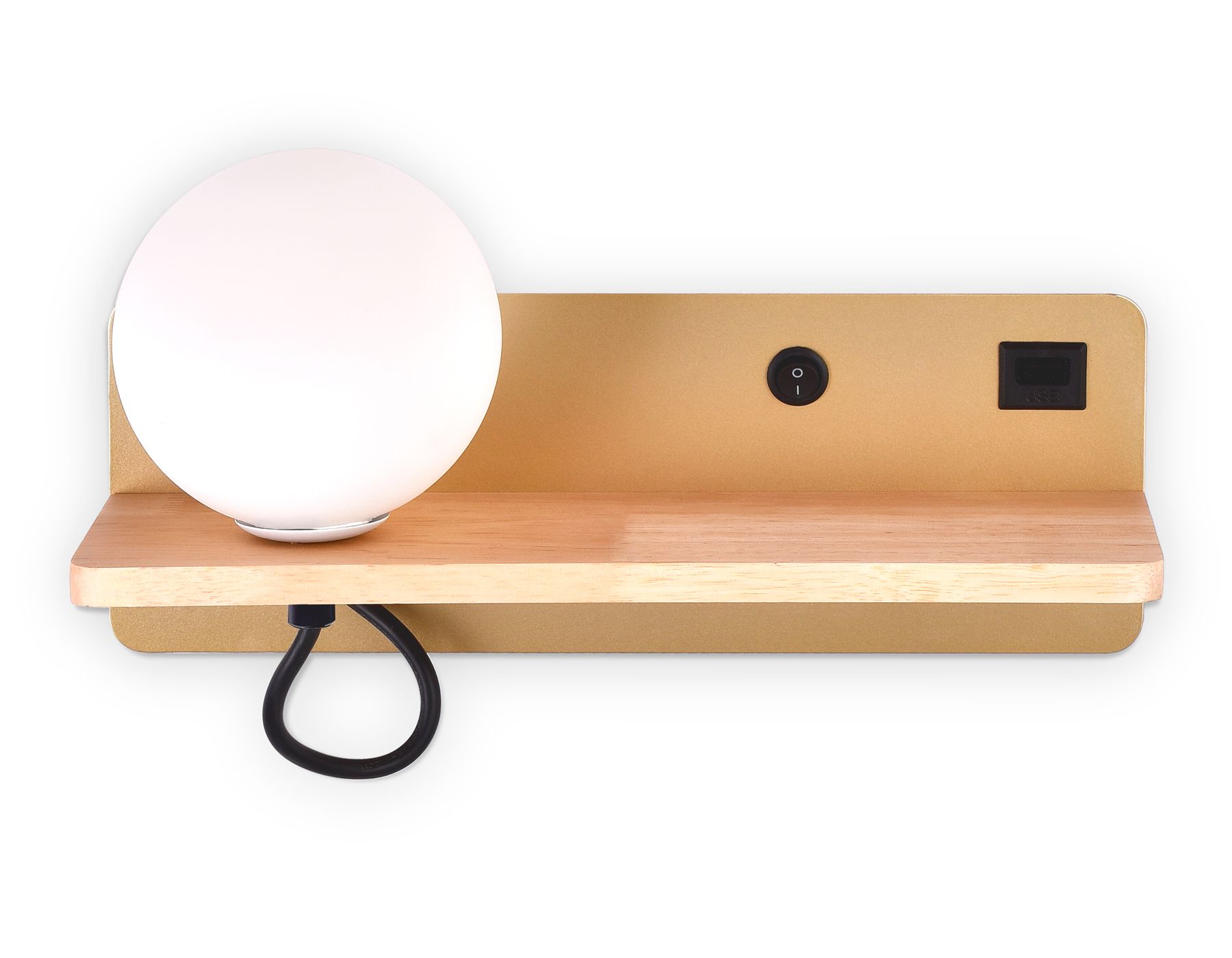 Настенный светильник Ambrella light с выключателем, USB портом и полкой Wall FW520_AMB