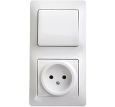 Розетка встраиваемая без заземления с одноклавишным выключателем (белый) Systeme Electric GSL000160