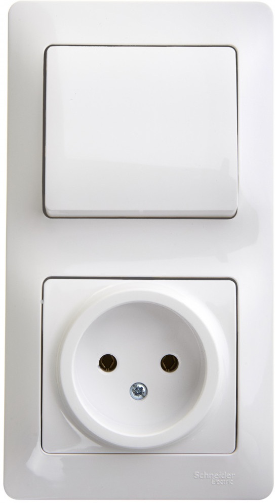 Розетка встраиваемая без заземления с одноклавишным выключателем (белый) Systeme Electric GSL000160