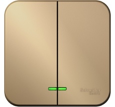 Выключатель накладной двухклавишный с подсветкой (титан) Systeme Electric BLNVA105104