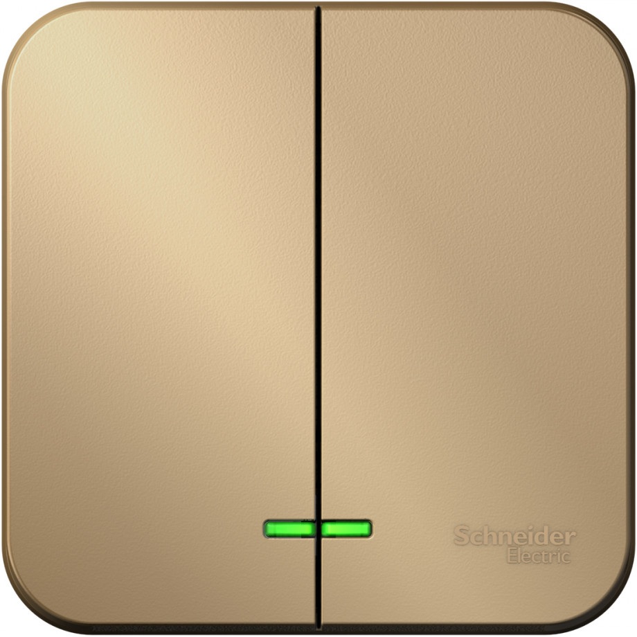 Выключатель накладной двухклавишный с подсветкой (титан) Systeme Electric BLNVA105104