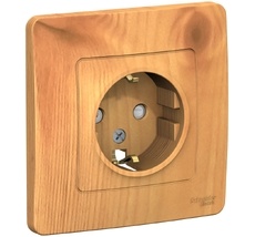 Розетка встраиваемая с заземлением и шторками (ясень) Systeme Electric BLNRS001115