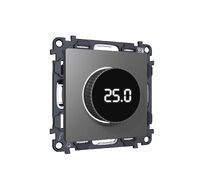 Комплект механизма терморегулятора с цифровым дисплеем с подсветкой и датчиком для теплого пола ALFA Антрацит серый QUANT (AP6558, VM1385) Ambrella Volt MA655810_AMB