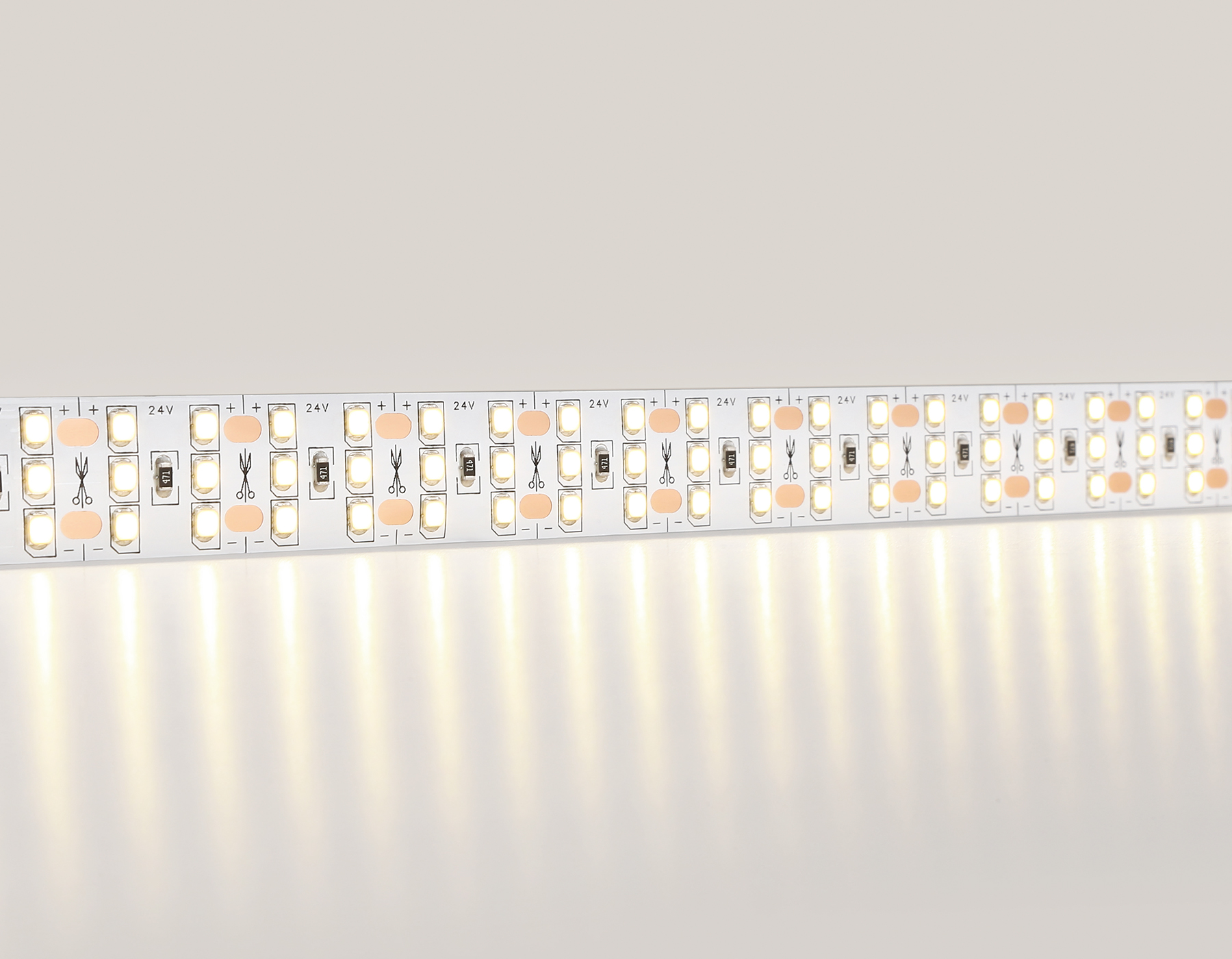 Светодиодная лента трехрядная 2835 324Led, 26W m, 24V IP20 3000K 5m Ambrella Light GS GS3901_AMB