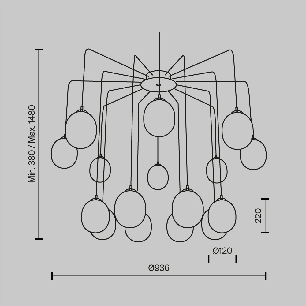 Подвесная люстра Maytoni Branch MOD176PL-16G_MY