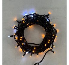 Гирлянда Нить 10м Желтая с Мерцанием Белого Диода 220В, 75 LED, Провод Черный Каучук, IP65 LL75BLW-1-2Y