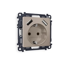 Розетка Ambrella Volt ALFA 2USB A+A 18W быстрая зарядка с заземлением со шторками 2P+E 16A-250V QUANT MA369010_AMB