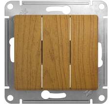 Выключатель встраиваемый трехклавишный (дуб) Systeme Electric GSL000531