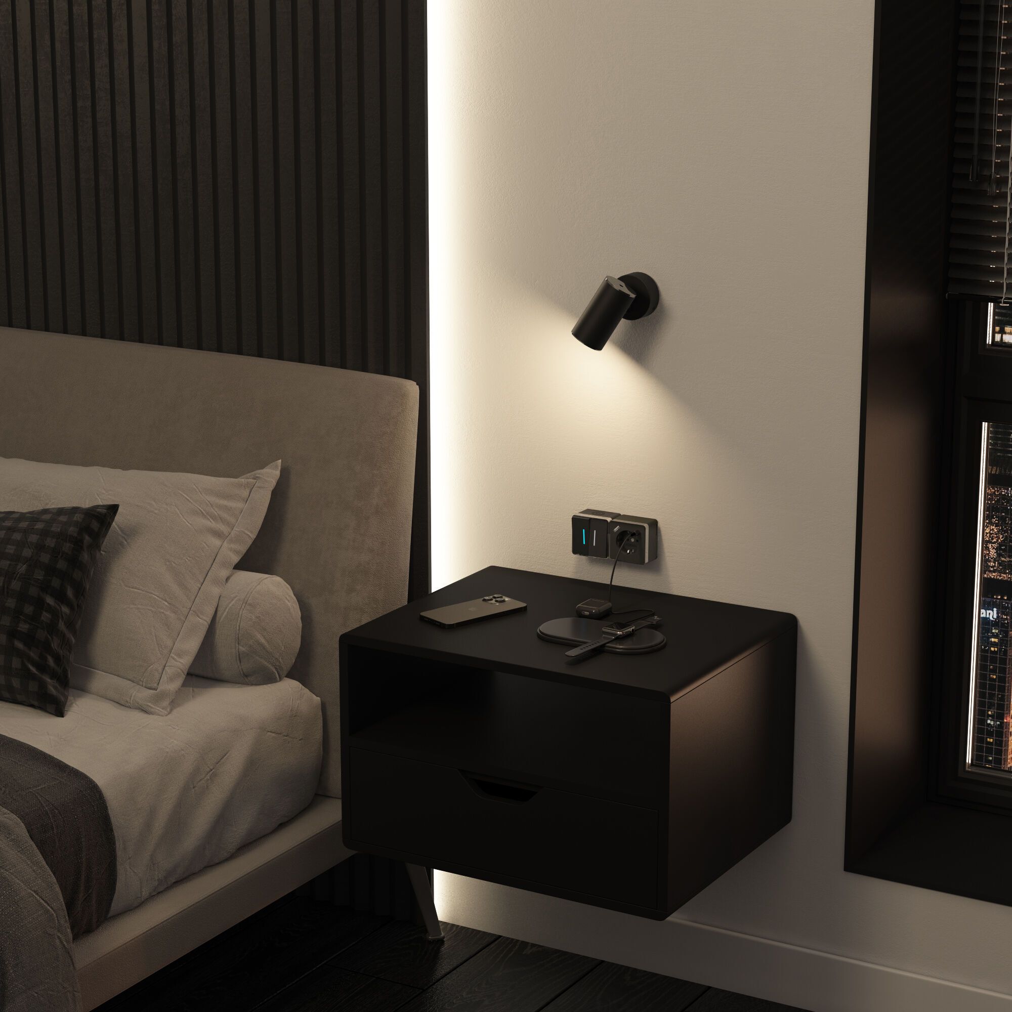 Розетка с заземлением, шторками и USB тип A+C Gallant (чёрный хром) Werkel a057702_WR