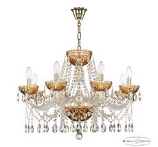 Хрустальная люстра Bohemia Ivele Crystal 5413/8/240 G Amber/M-1G_BI