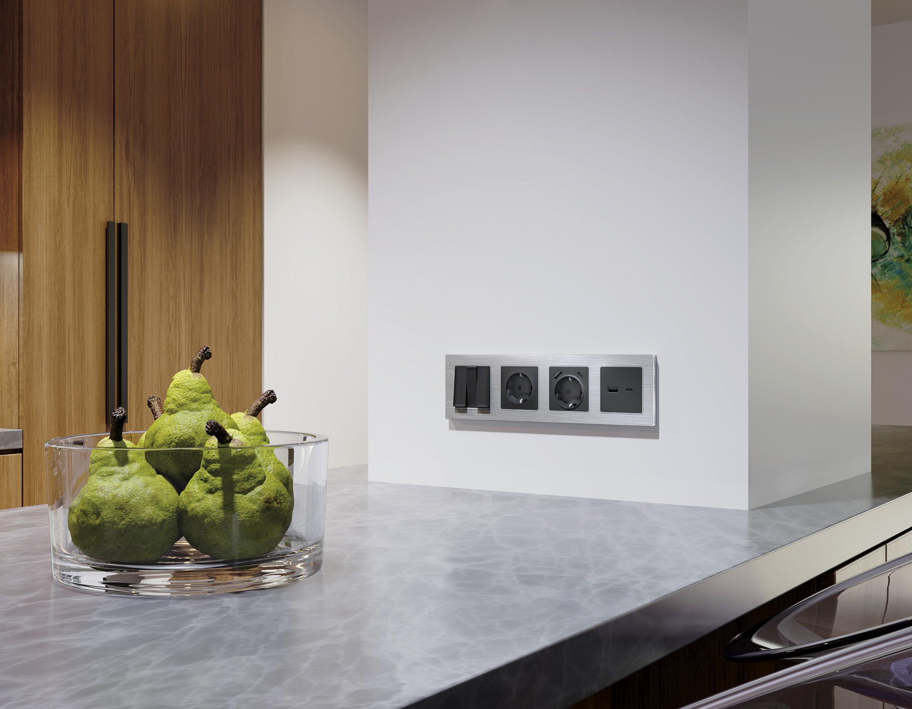 Лицевая панель для розетки 2USB тип A+C Ambrella Volt QUANT AP9110_AMB