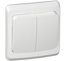 Выключатель встраиваемый двухклавишный с подсветкой (белый) Systeme Electric BC10-006B
