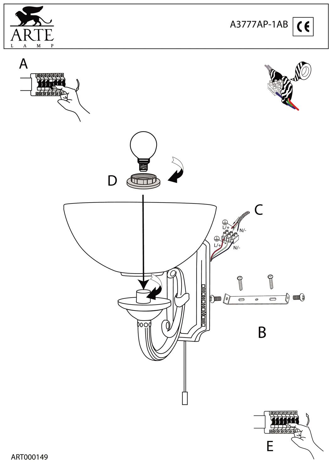 Бра ArteLamp Windsor A3777AP-1AB