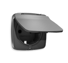 Лицевая панель для электрической розетки с заземлением со шторками и крышкой IP44 QUANT Ambrella Volt OMEGA OP6580_AMB