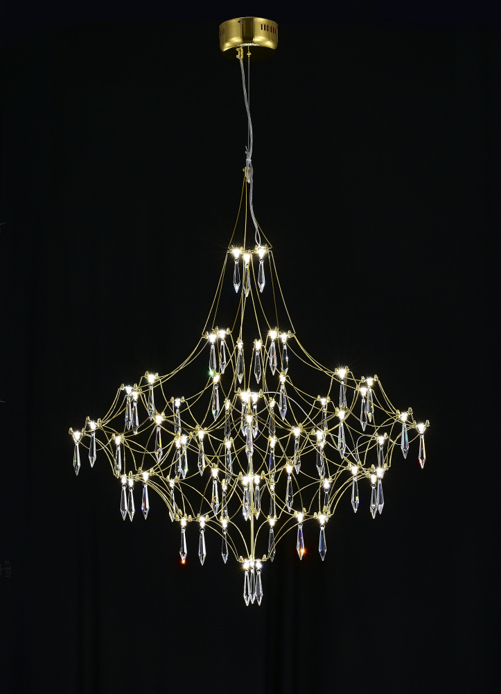Подвесная люстра светодиодная с пультом и хрустальными подвесками Asfour MyFar MR2643-66P-76AP