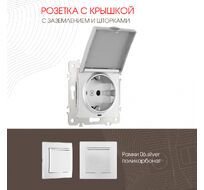 Розетка с заземлением шторками и защитной крышкой 16A 250V Arte Milano 206.41-1.silver