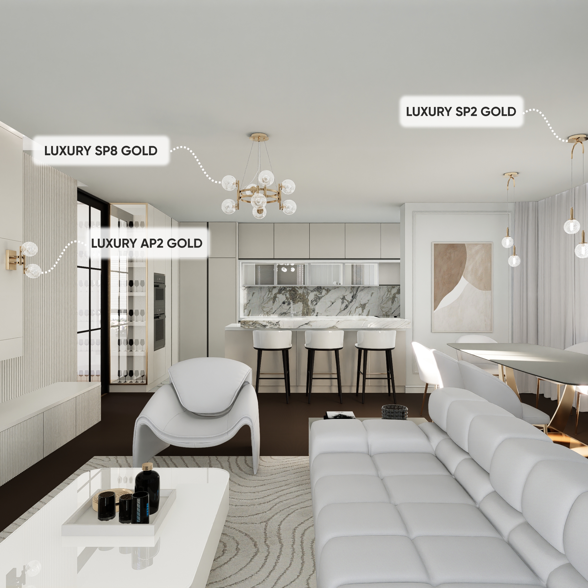 Подвесная люстра Crystal Lux LUXURY LUXURY SP8 GOLD_CR