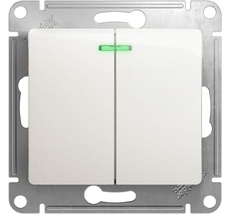 Выключатель встраиваемый двухклавишный с подсветкой (перламутровый) Systeme Electric GSL000653