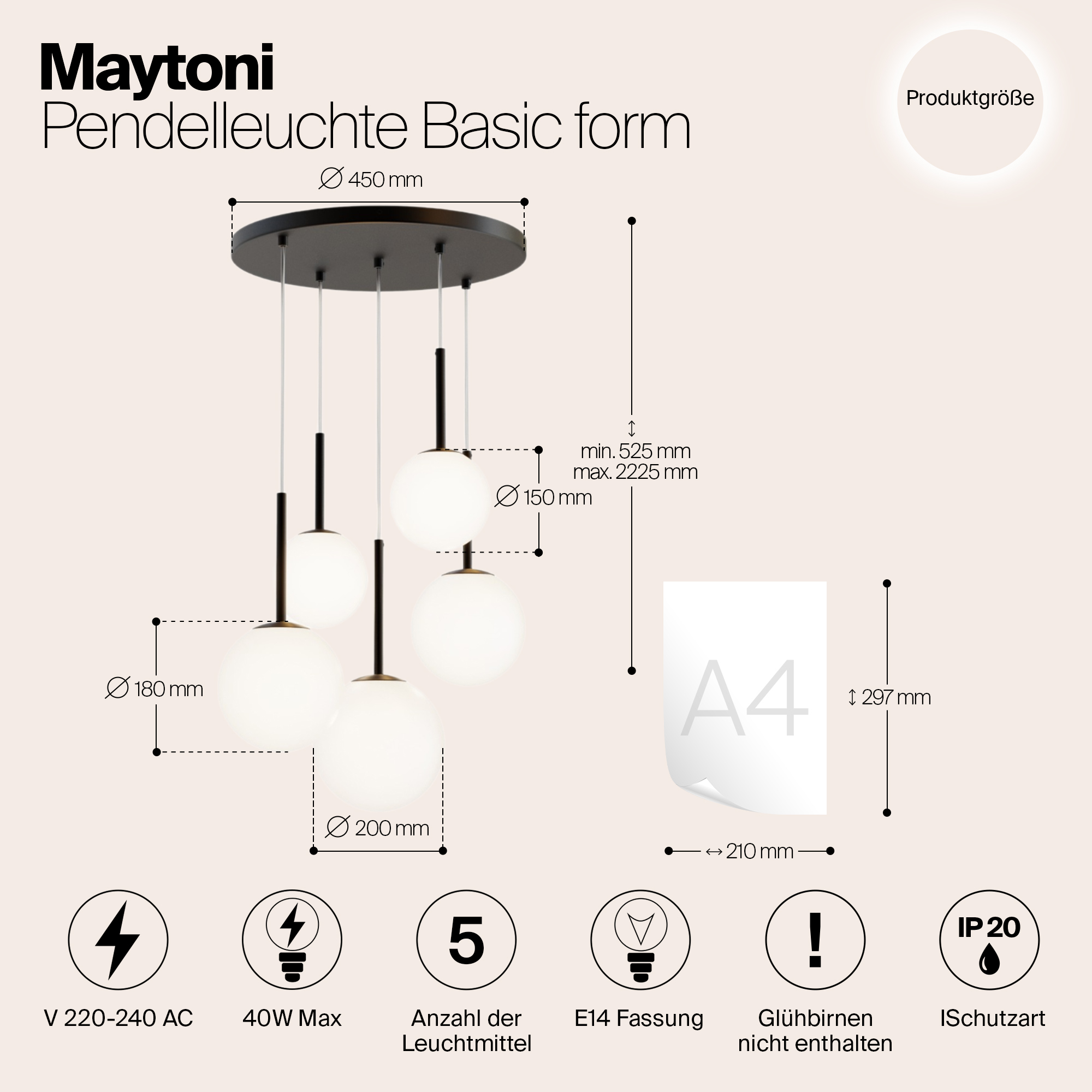 Подвесной светильник Maytoni Modern Basic form MOD321PL-05B_MY