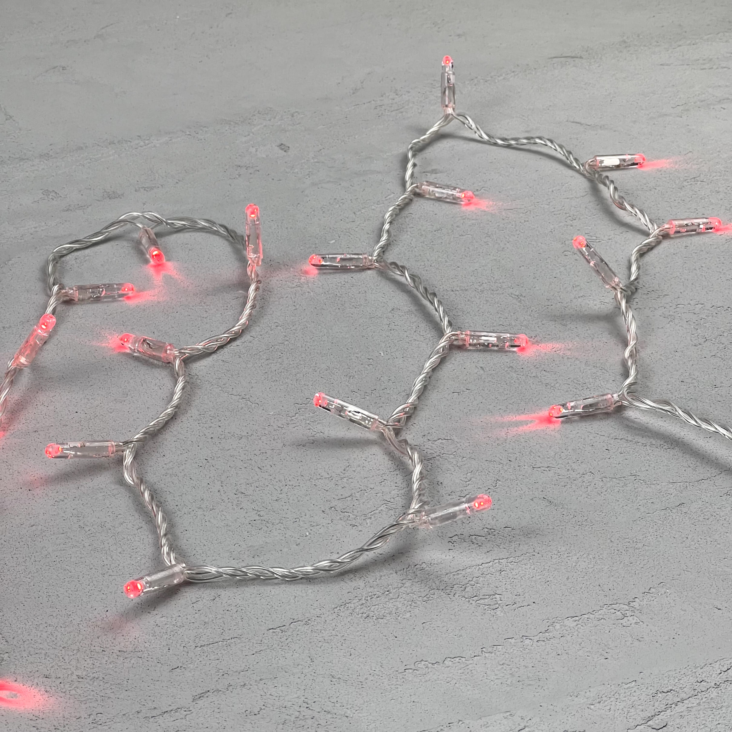 Гирлянда Нить с Колпачком 10м Красная 220В, 100 LED, Провод Прозрачный ПВХ, IP65 LTC PST100CAP-10-2R PST100CAP-10-2R