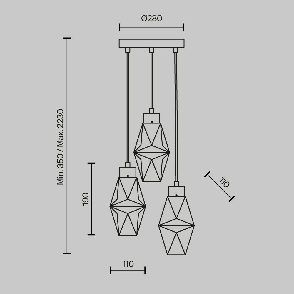 Подвесной светильник Maytoni Modern Coctail time MOD325PL-03G_MY