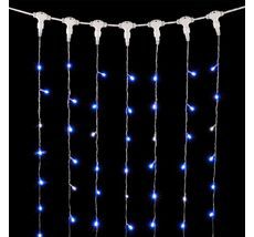 Гирланда Занавес 2 x 2 м Синий с Мерцанием Белого Диода 220В, 400 LED, Провод Прозрачный ПВХ, IP54 PCL402BLW-10-2B