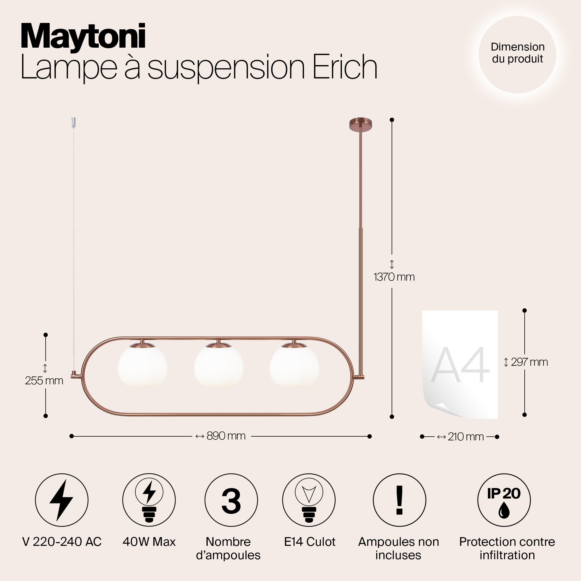 Подвесной светильник Maytoni Modern Erich MOD221PL-03BS_MY