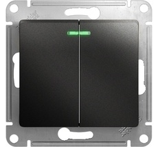 Выключатель встраиваемый двухклавишный с подсветкой (антрацит) Systeme Electric GSL000753