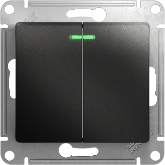 Выключатель встраиваемый двухклавишный с подсветкой (антрацит) Systeme Electric GSL000753