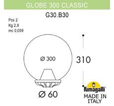 Уличный фонарь на столб FUMAGALLI GLOBE 300 G30.B30.000.VXF1R