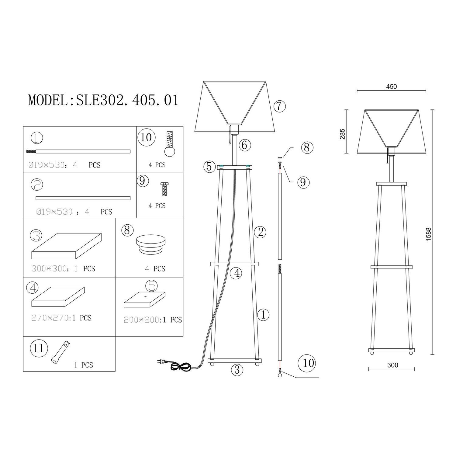 Торшер ST Luce с полкой MENOLA SLE302.405.01