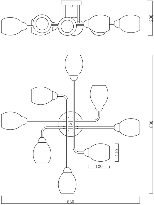 Потолочная люстра на штанге Escada 1132/8P Gold_ESC