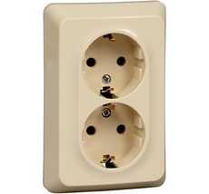 Розетка встраиваемая двойная с заземлением (кремовый) Systeme Electric PC16-107K