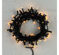 Гирлянда Нить с Колпачком 10м Желтая 24В, 100 LED, Провод Черный ПВХ, IP65 PST100CAP-11-1Y