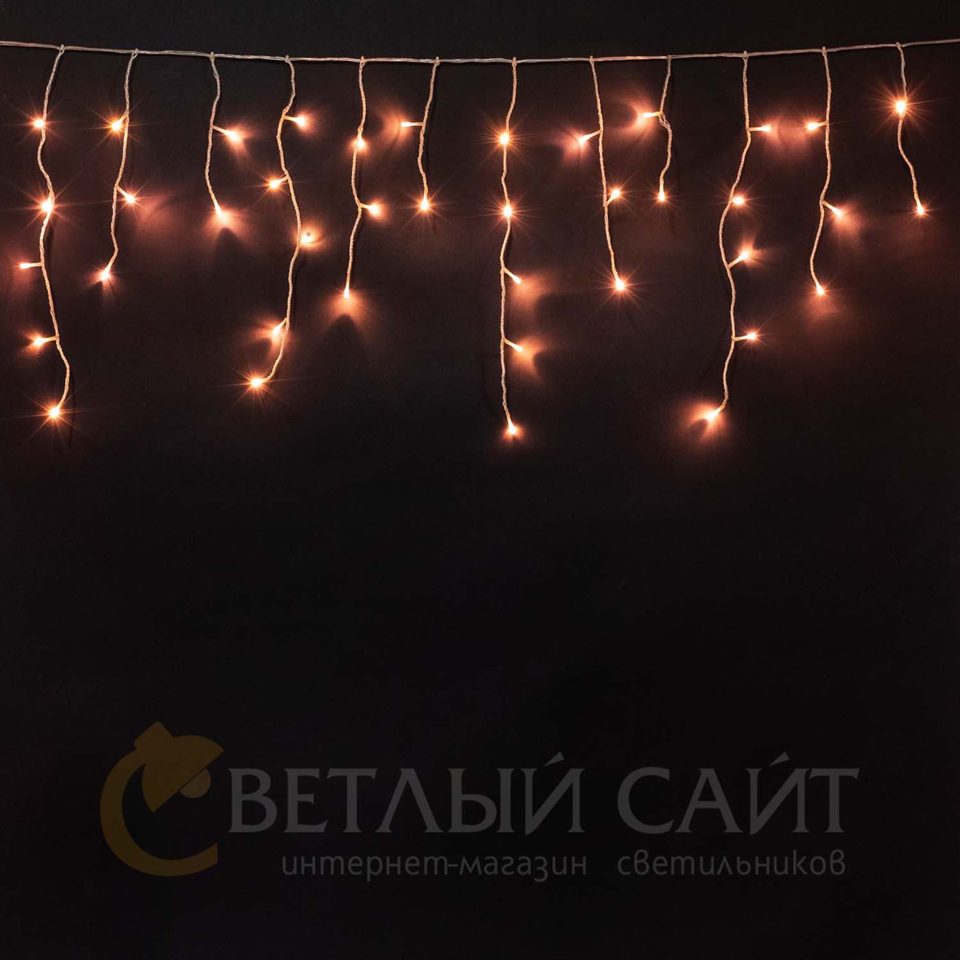Гирлянда Бахрома на Батарейках с Таймером Оранжево-Розовая, 100 LED, Провод Прозрачный Силикон, IP65 ECC100-10-HG