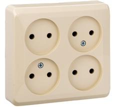 Розетка накладная четверная без заземления (кремовый) Systeme Electric PA16-205K