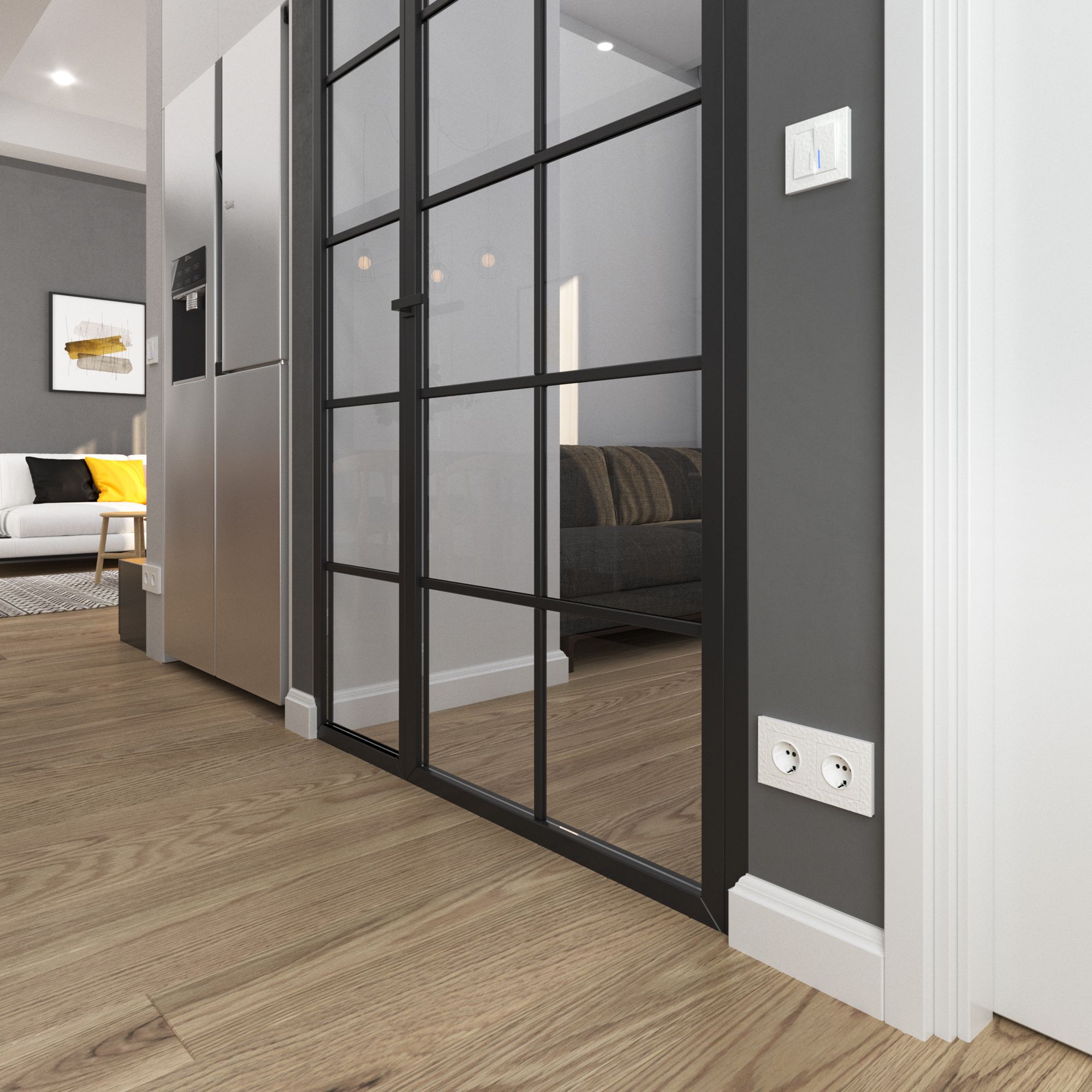 Выключатель двухклавишный проходной с подсветкой (белый) Hummer a052033_WR