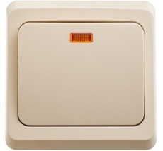 Выключатель встраиваемый одноклавишный с подсветкой (кремовый) Systeme Electric KC10-002K