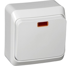 Выключатель накладной одноклавишный с подсветкой (белый) Systeme Electric BA10-005B