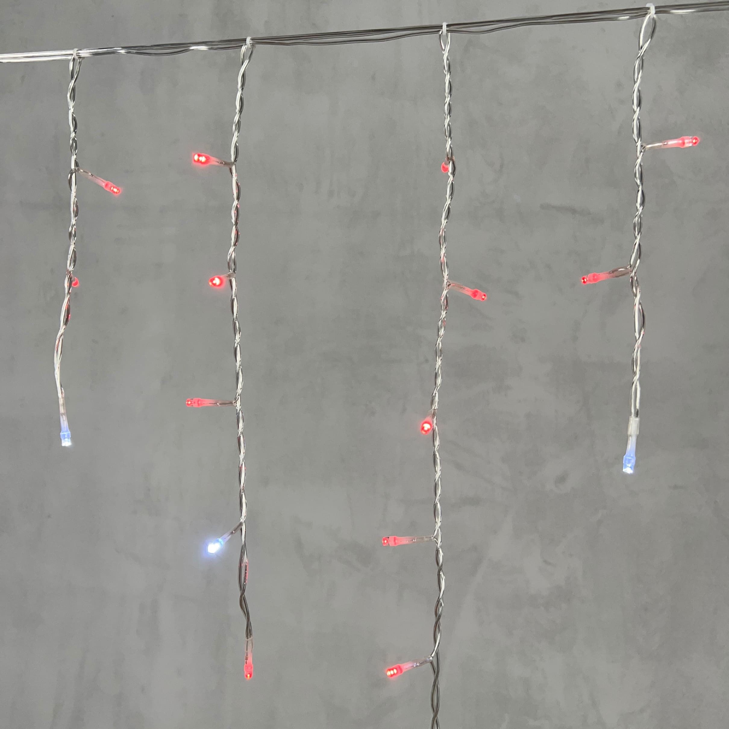 Гирлянда Бахрома 3,1 x 0,5 м Красная с Мерцанием Белого Диода 220В, 150 LED, Провод Прозрачный ПВХ, IP54 PIL150BLW-10-2R