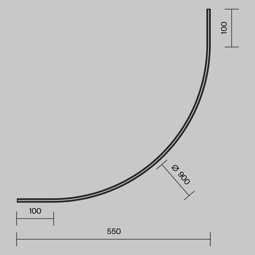 Коннектор радиусный R900 накладной Maytoni Levity TRA184-R900-11B_MY