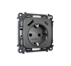 Розетка Ambrella Volt OMEGA 2USB A+C 20W быстрая зарядка с заземлением и шторками 2P+E 16A-250V QUANT MO660010_AMB