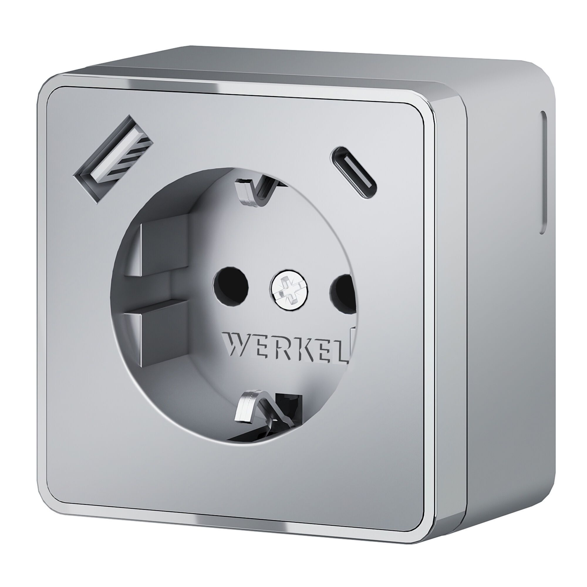 Розетка с заземлением, шторками и USB тип A+C Gallant (серебряный) Werkel a057701 - фото 1