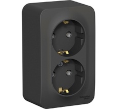 Розетка накладная двойная с заземлением (антрацит) Systeme Electric BLNRA010216