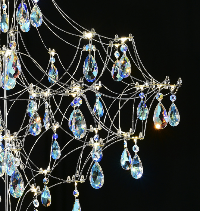 Подвесная люстра светодиодная с пультом и хрустальными подвесками K9 MyFar MR2641-66P-50CD