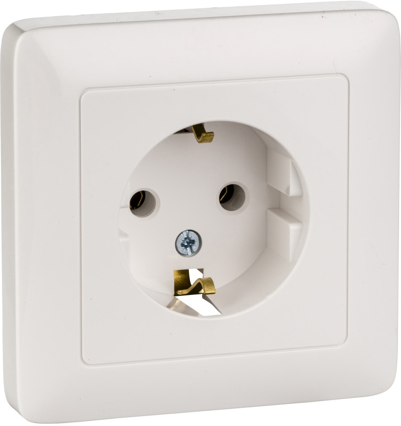 Розетка встраиваемая с заземлением (белый) Systeme Electric RS16-134-B