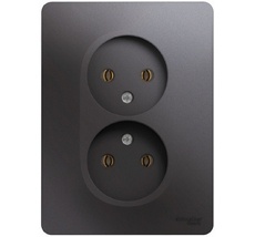Розетка встраиваемая двойная без заземления (графит) Systeme Electric GSL001320