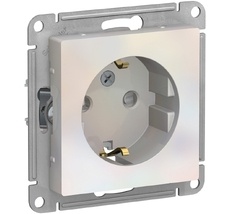 Розетка встраиваемая с заземлением и шторками (жемчужный) Systeme Electric ATN000445