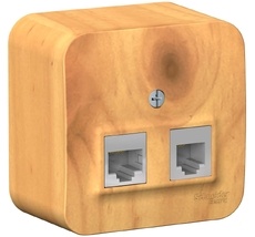 Розетка накладная телефонная RJ-11 + Ethernet RJ-45 (ясень) Systeme Electric BLNIA045115